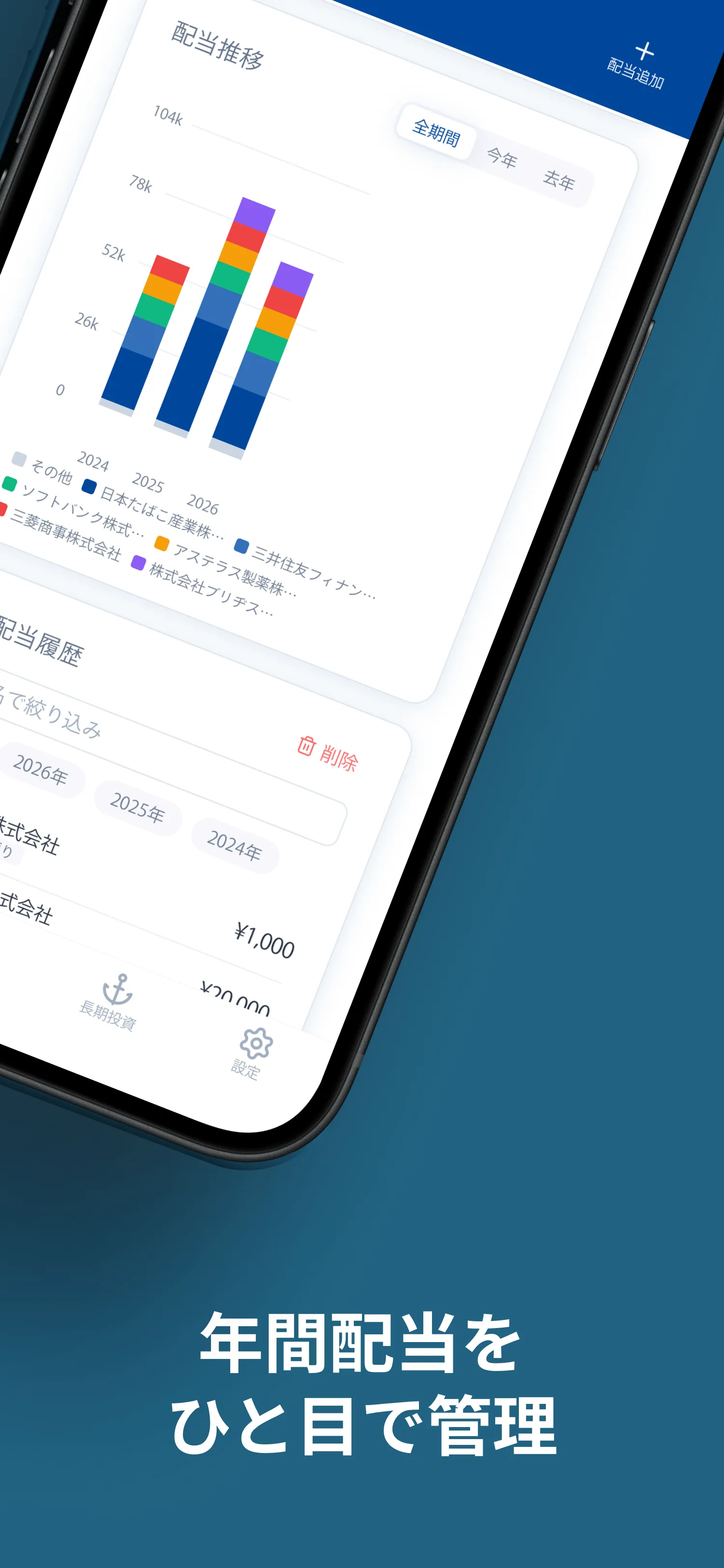 シンプル配当管理の画面 3