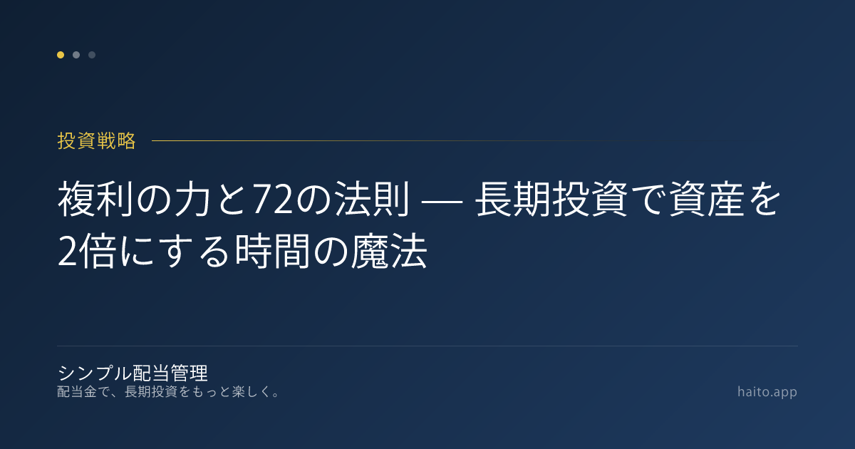 複利の力と72の法則 — 長期投資で資産を2倍にする時間の魔法